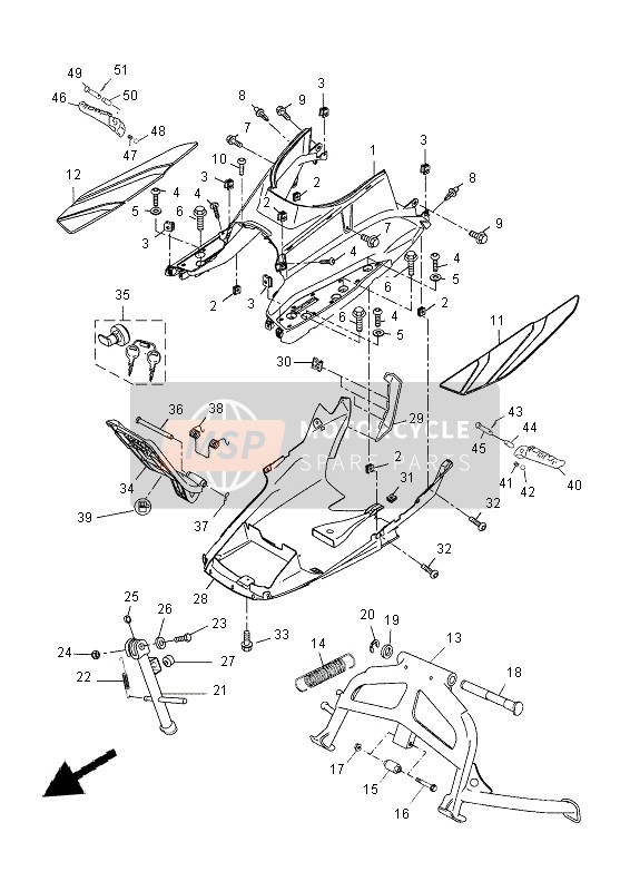 Yamaha YP250RA 2014 Estar & Reposapiés para un 2014 Yamaha YP250RA